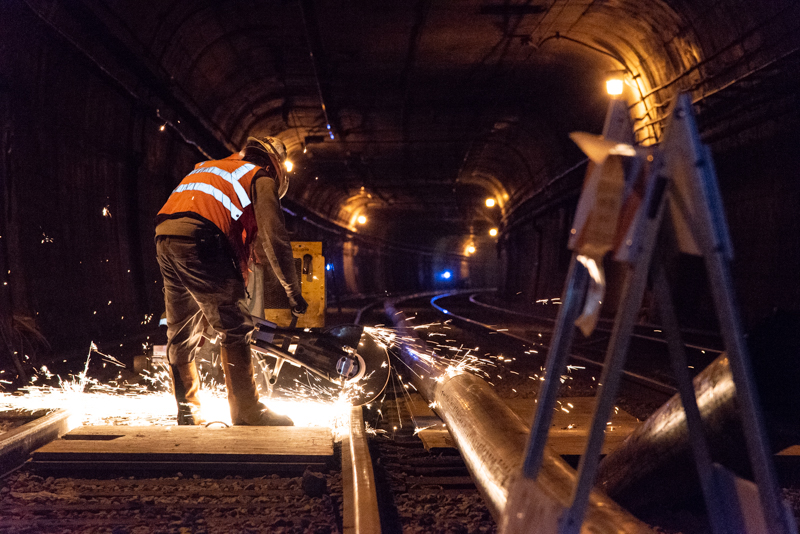 sawing with sparks