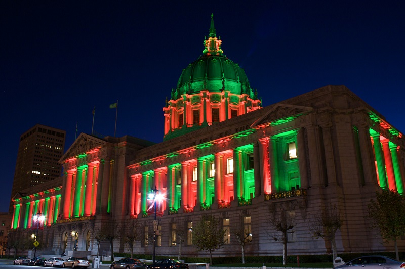 Civic Center in Christmas Colors