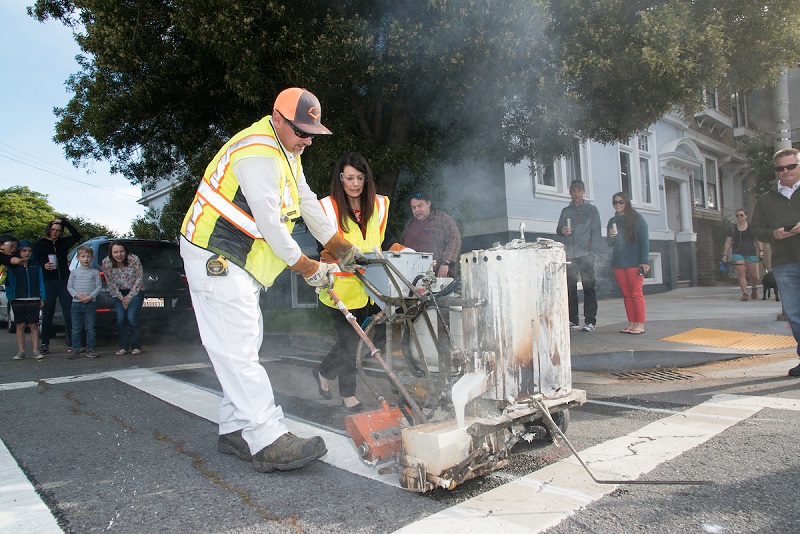 A new crosswalk going in at 12th and Lake.