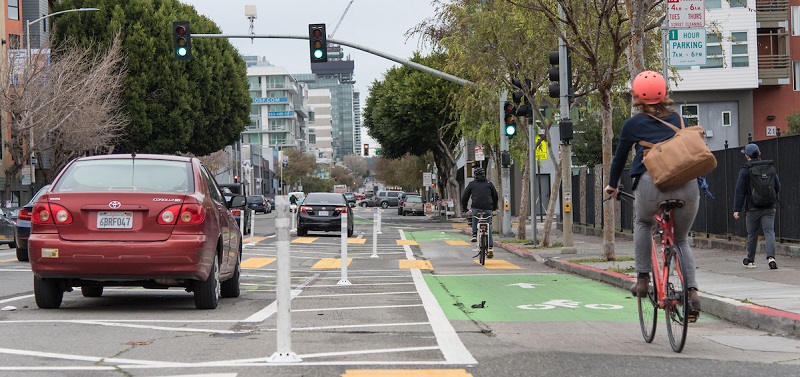 Bikes in the bike lane.