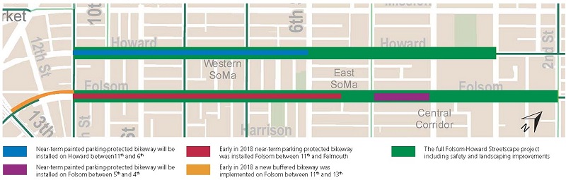 Graphic showing changes to Folsom and Howard streets.