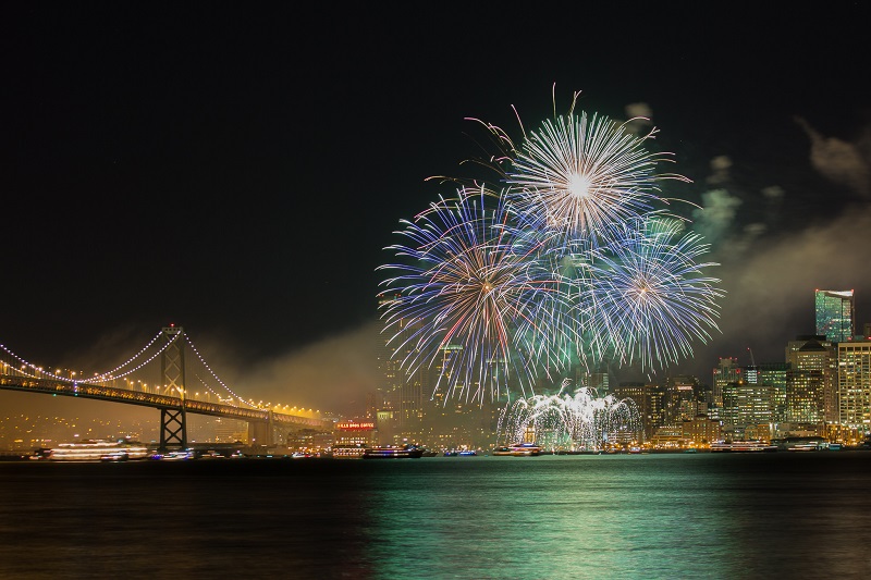 New Year'd fireworks over San Francisco bay