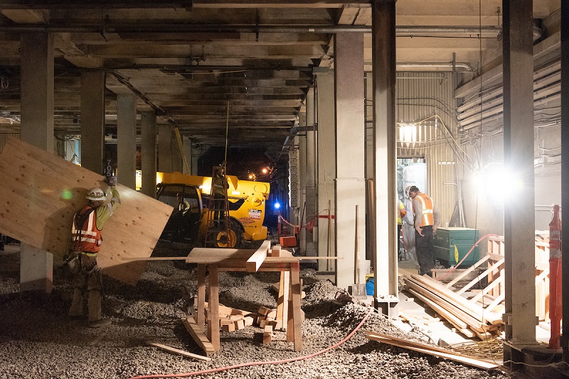 Construction work on Twin Peaks Tunnel Improvement Project