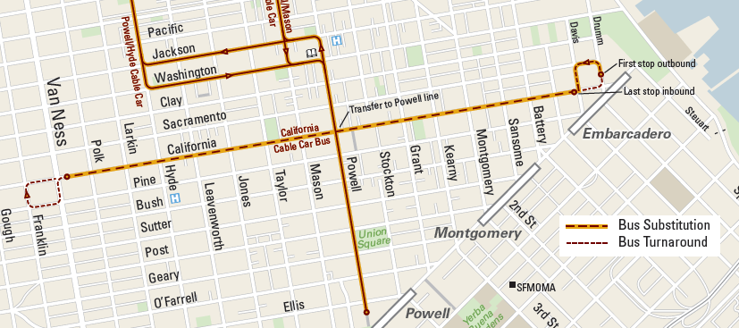 Bus Route for California Cable Cars