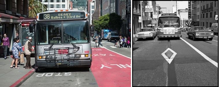 Transit first lanes on the 38 Geary.