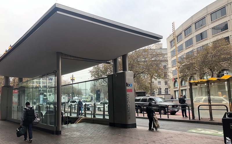 New canopies going in along Market Street.