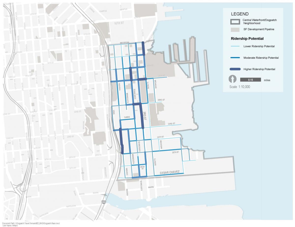Future ridership potential throughout the Dogpatch-Central Waterfront Area