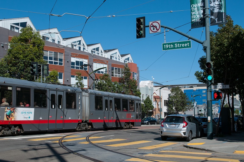 T Third train going past 19th Street in Dogpatch.