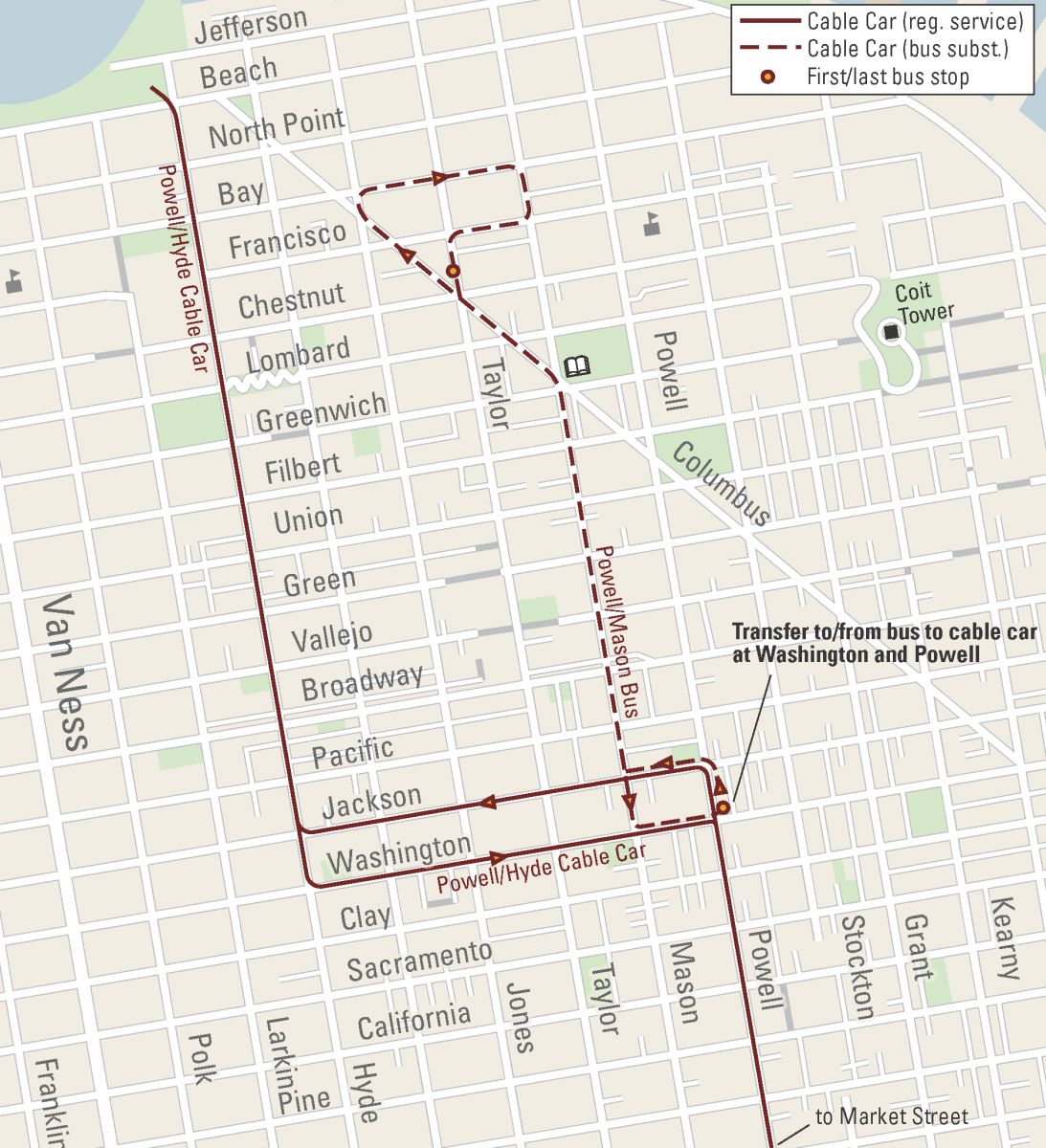 Route map for free shuttle bus on Mason.