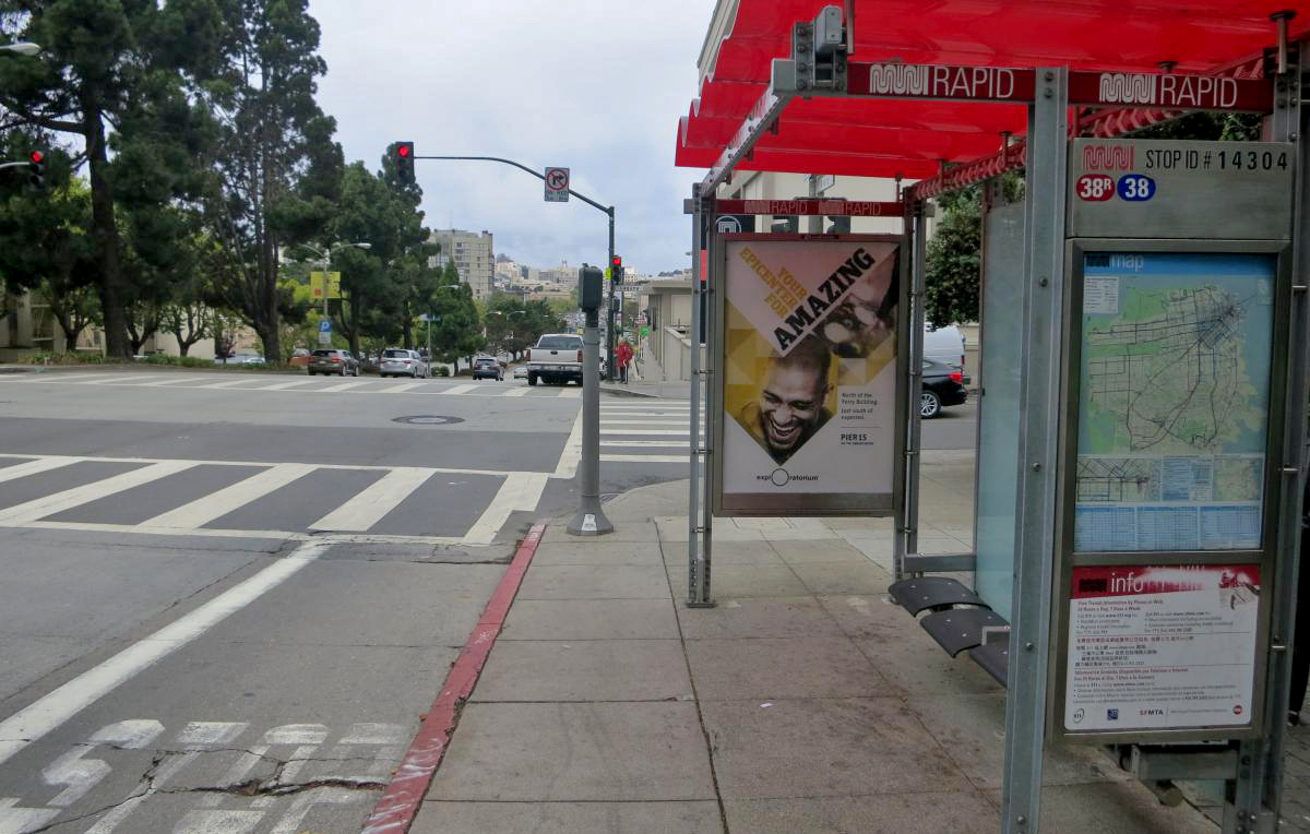Bus Stop on Geary at Laguna. 