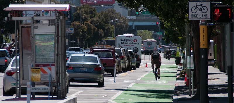 Bike on the bike path at Howard Street.