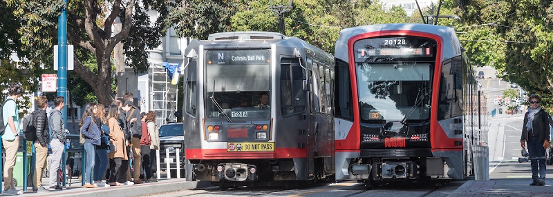 N Judah trains picking people up.