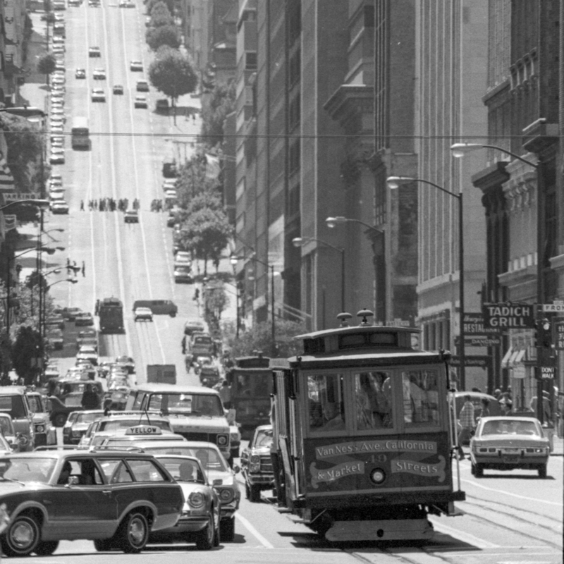 cable cars in financial district