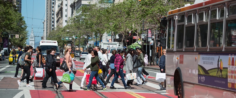 People crossing Market Street.