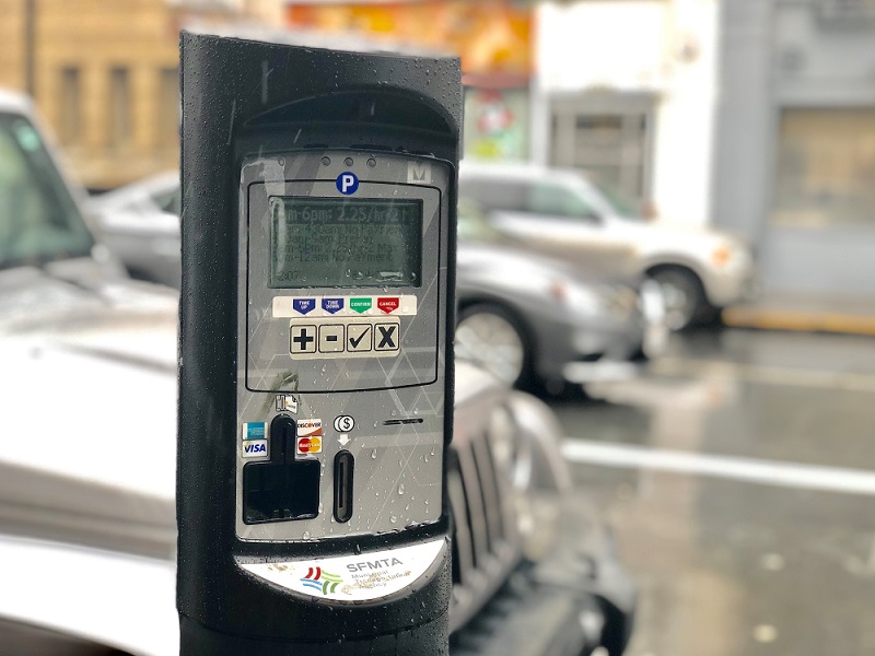 New parking meters on Post Street.