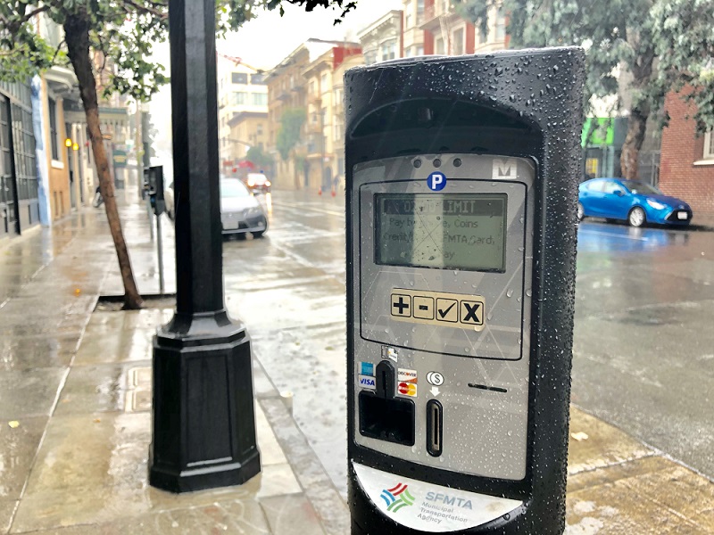 New parking meters on Post Street.