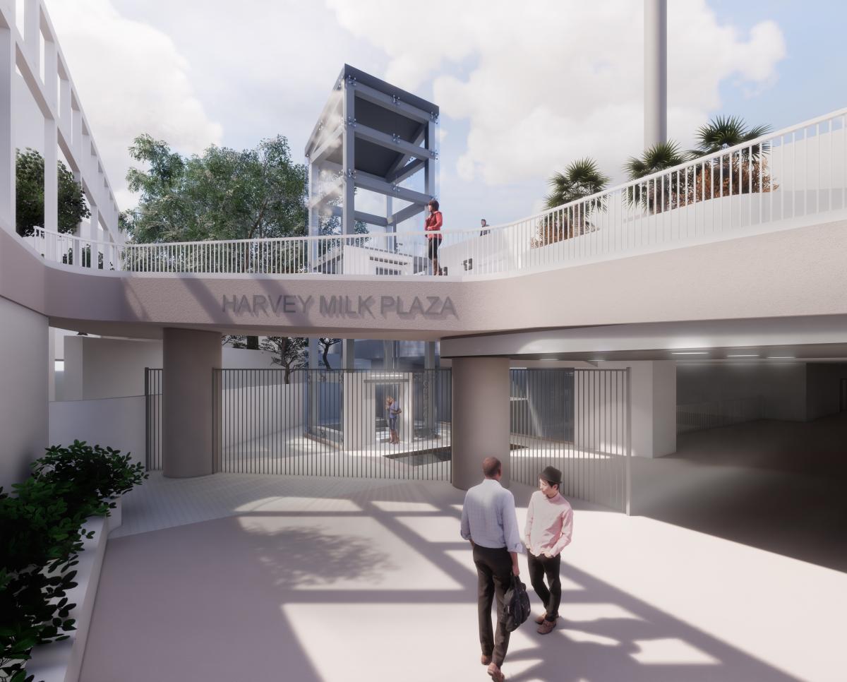 Rendering of Castro Station Improvements with Point Support System