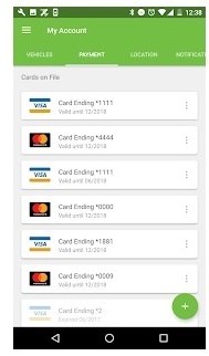 Screen print of list of payment methods
