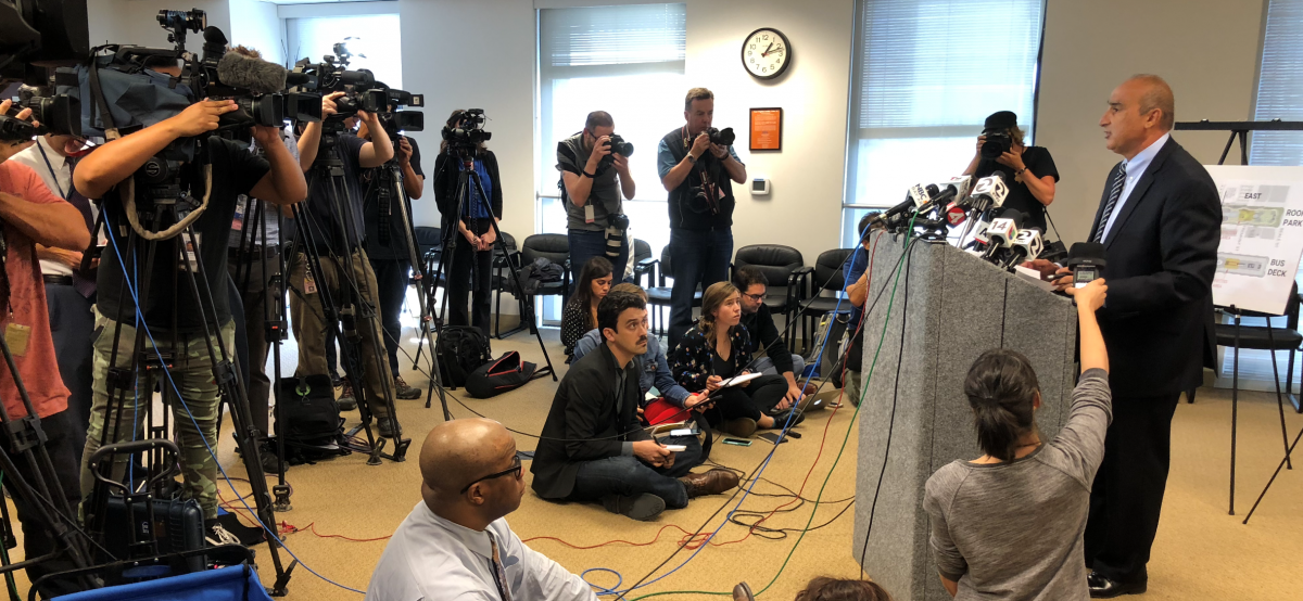 Press conference for the Salesforce Transit Center closer.