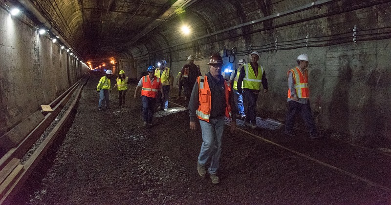 SFMTA crews getting a tour of the Twin Peaks Tunnel improvements.