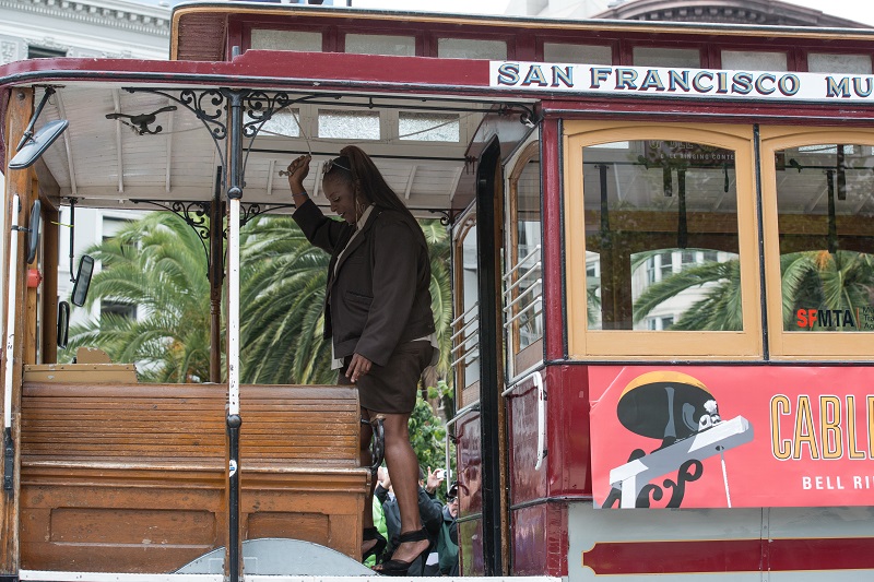 Cable Car operator Cassandra Griffin performs at the 53rd Annual Cable Car Bell ringing Contest. 