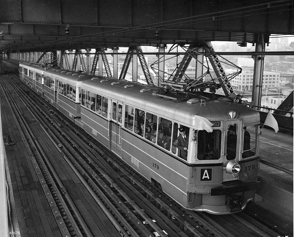 train on Bay bridge