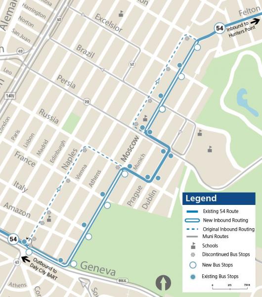 Map of 54 Felton changes