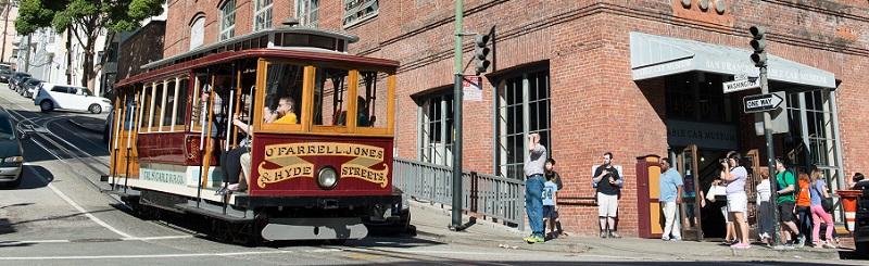 Hyde Line Cable Car passing the Cable Car Museum