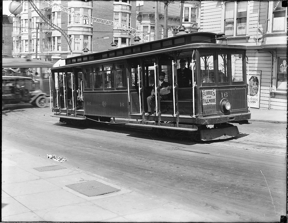 cable car with people on board