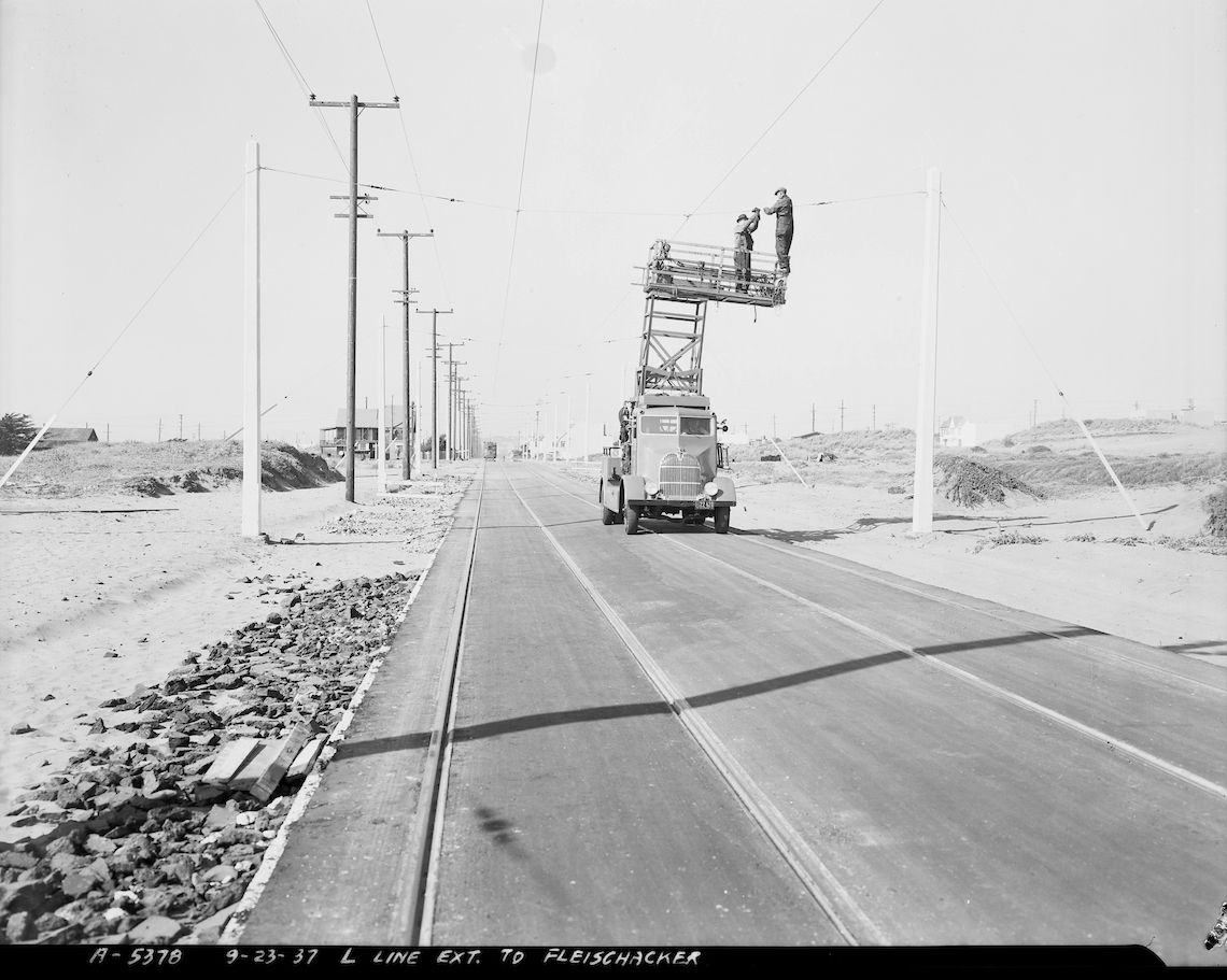 line truck on empty street