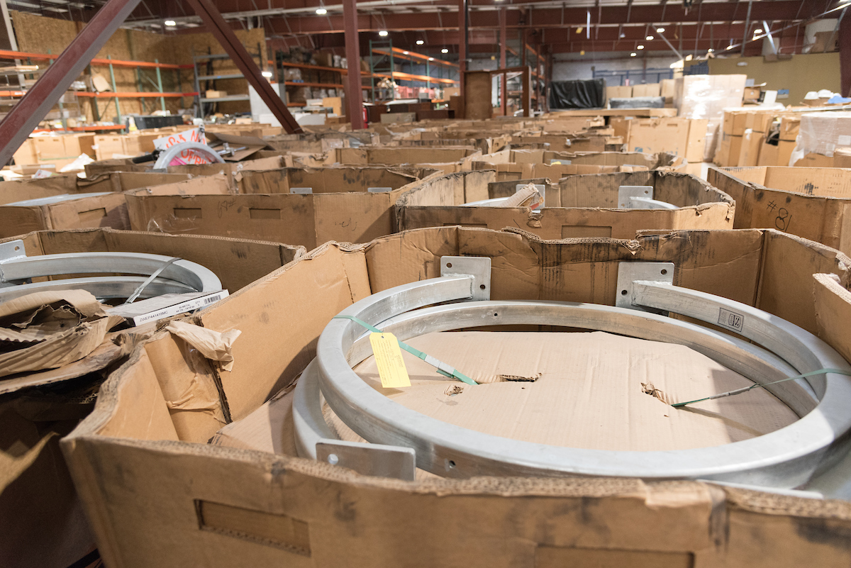 Bike racks in storage.