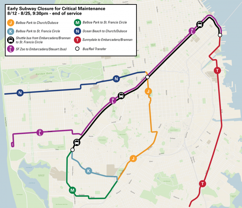 Early Subway Closure Map