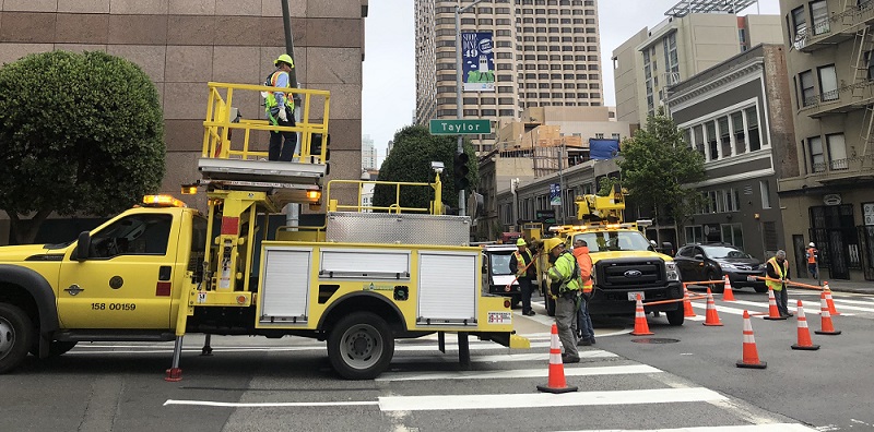 Crews working on Taylor Street