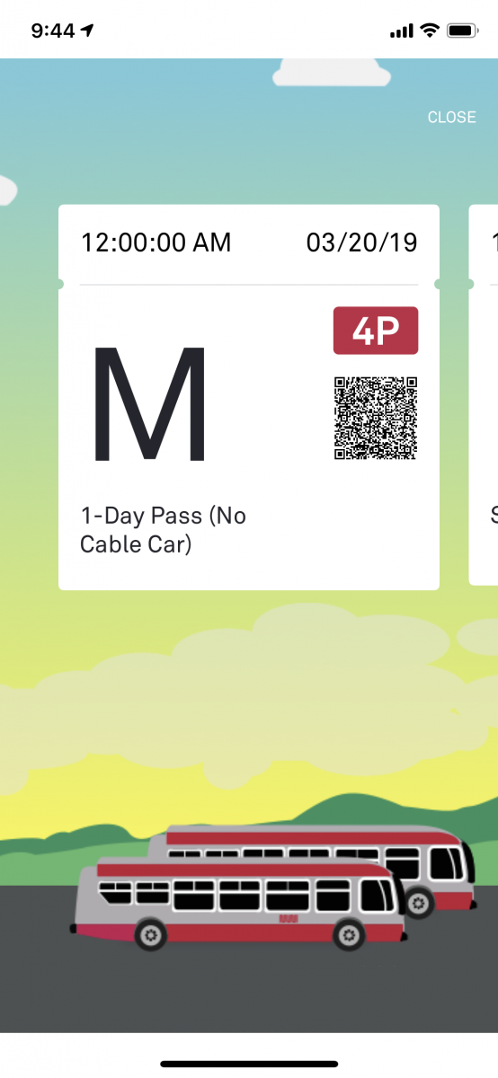 Screenshot of a MuniMobile ticket on a mobile phone. 