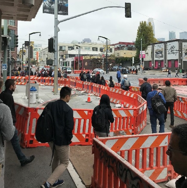 Over 3,000 people cross the intersection of 4th and Townsend streets during a weekday rush hour.