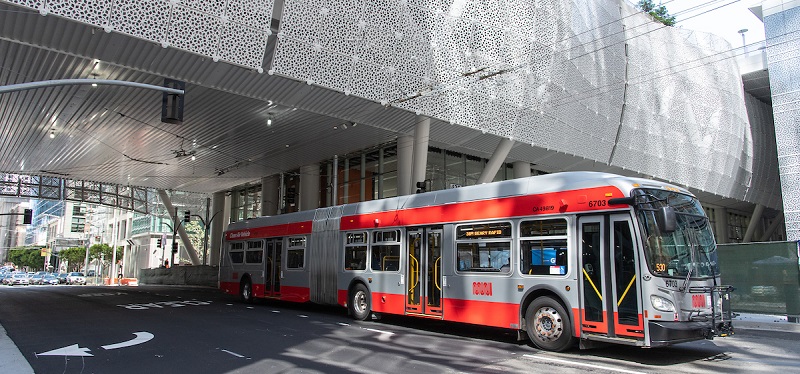 Bus at the Salesforce Transit Center