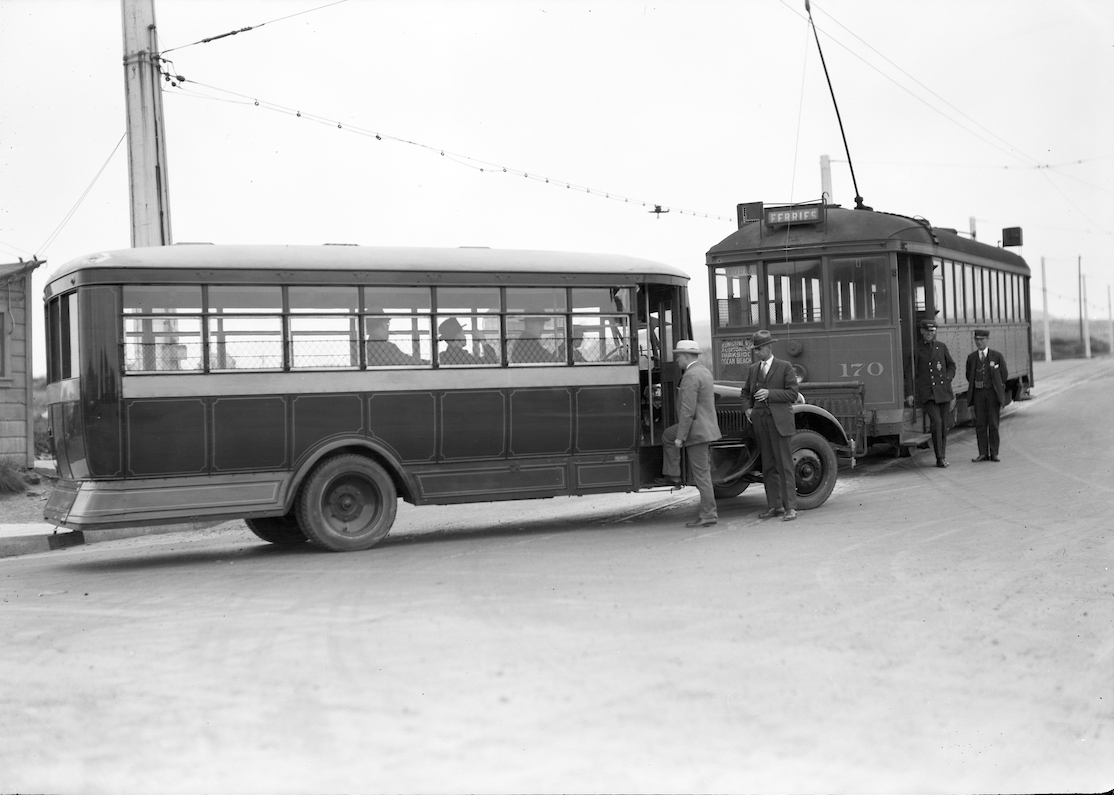 streetcar and bus