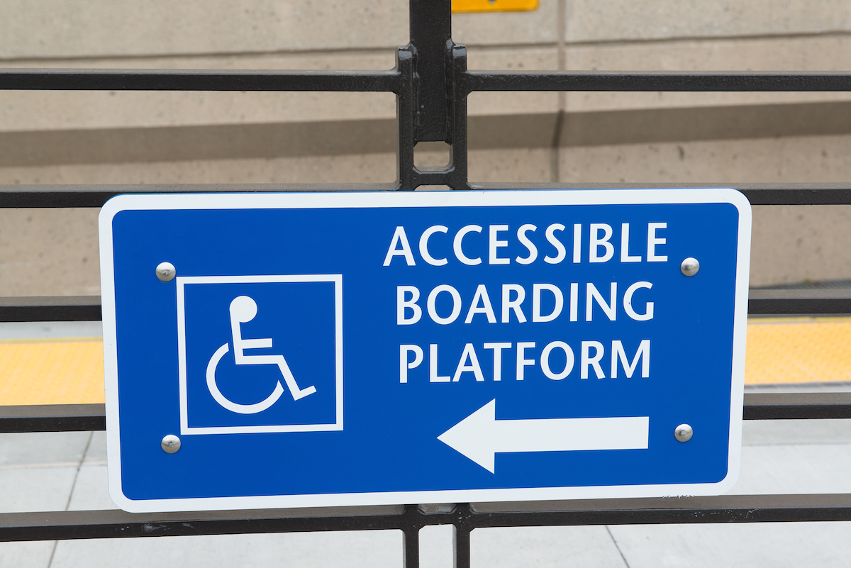 Photo: Accessible Muni Metro boarding platform placard