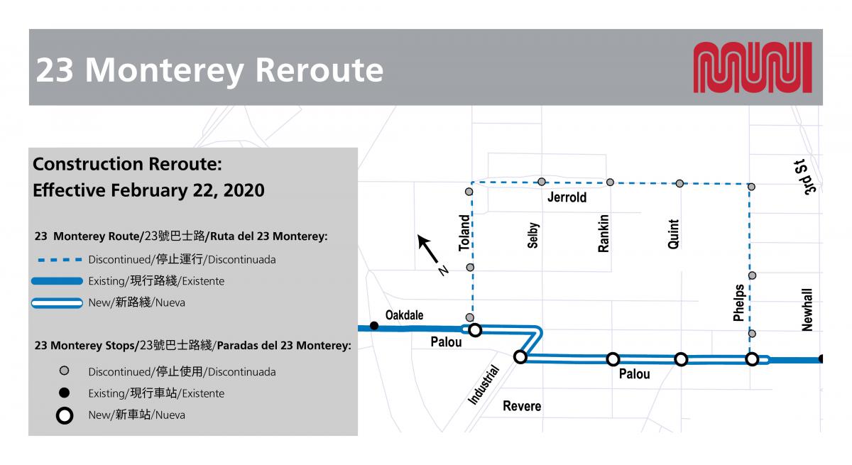 23 Monterey reroute map