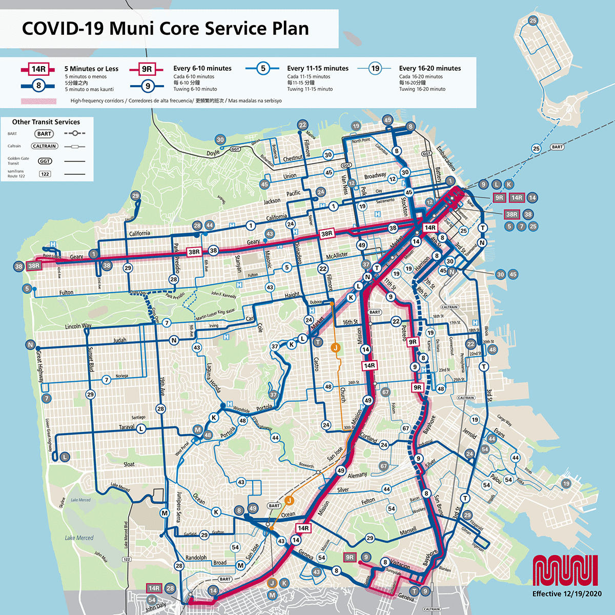 Graphic of the December 19 core service map