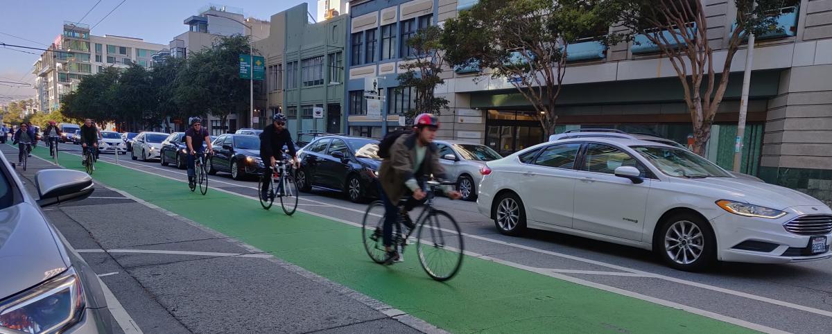 bikers in the bike lane