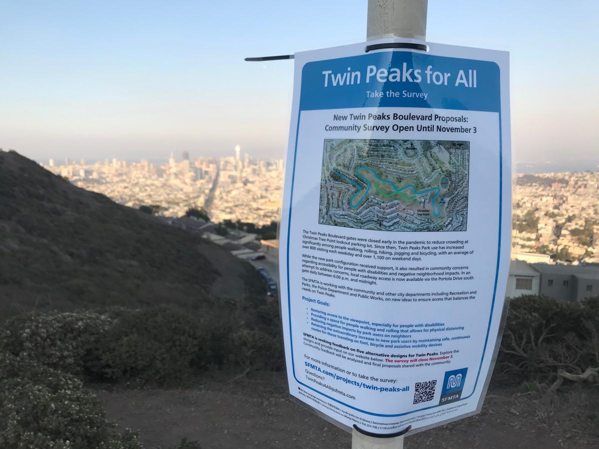 Photo of a survey poster on top of Twin Peaks