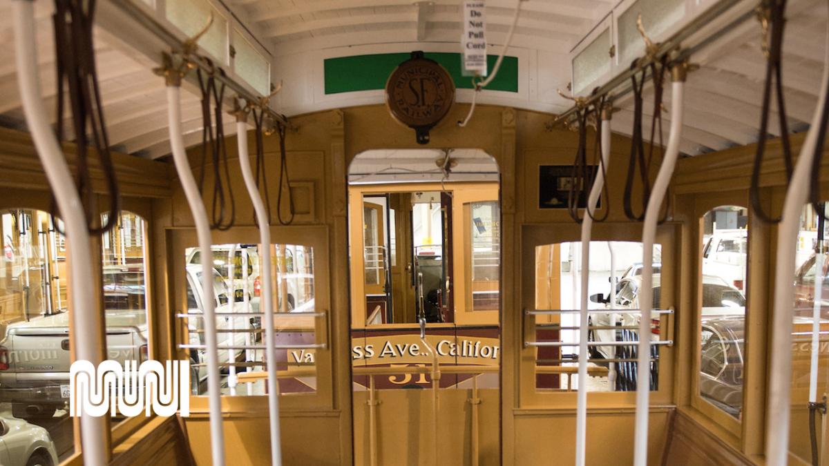 Image shows interior of cable car