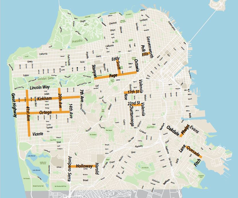 map showing slow street possible streets