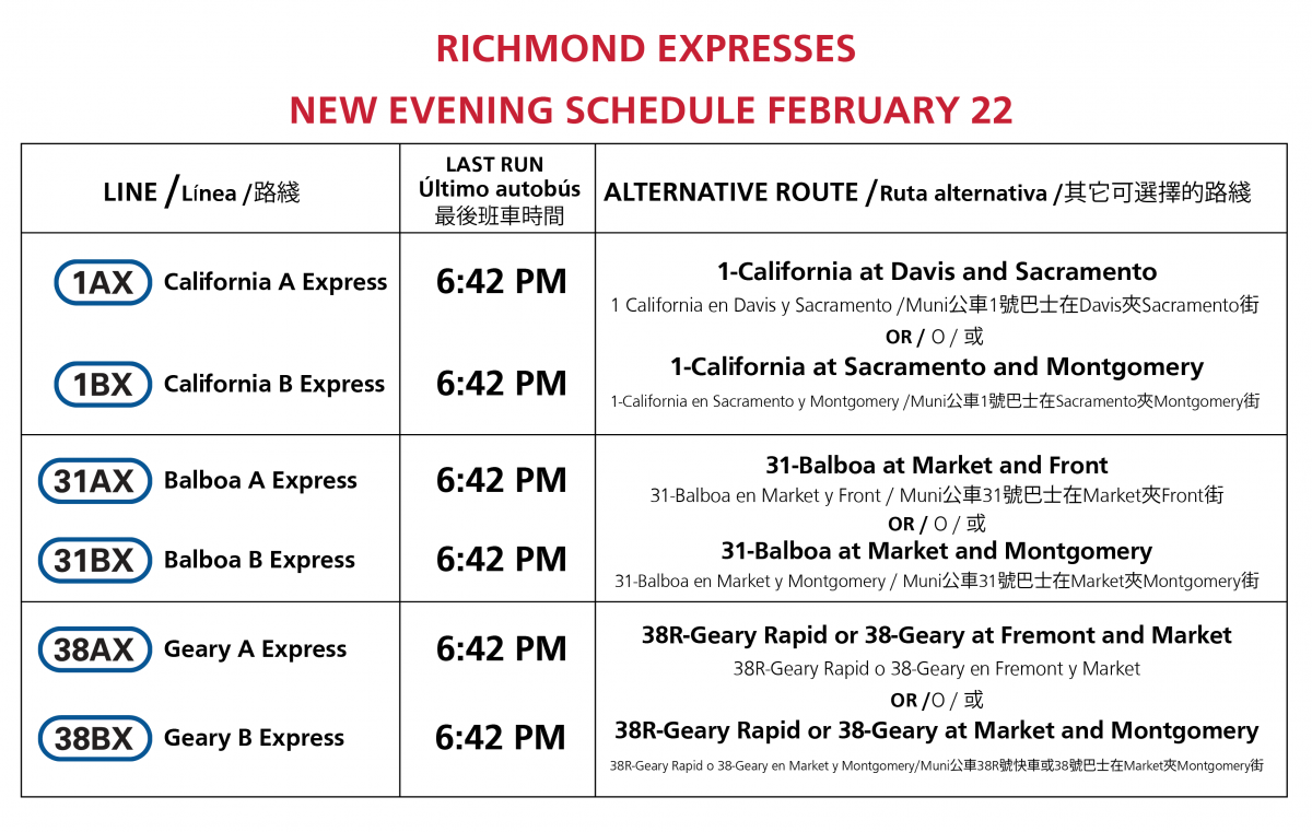 Richmond Expresses new evening schedule