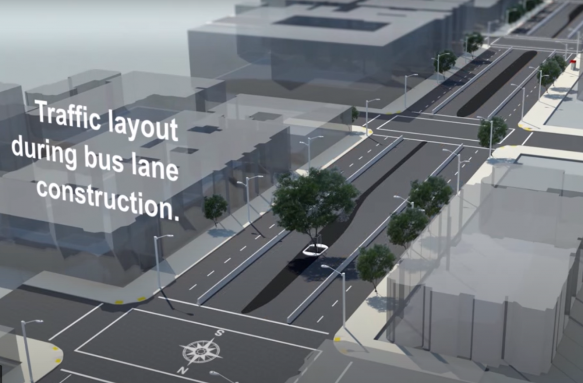 A diagram showing traffic layout during construction