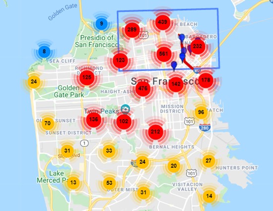 We received responses from all over the city with a high percentage people weighing in from inside the study area (blue box).