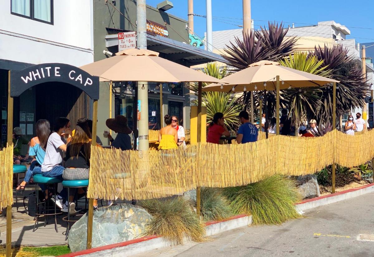 The White Cap shared space with people eating in the Outer Sunset.