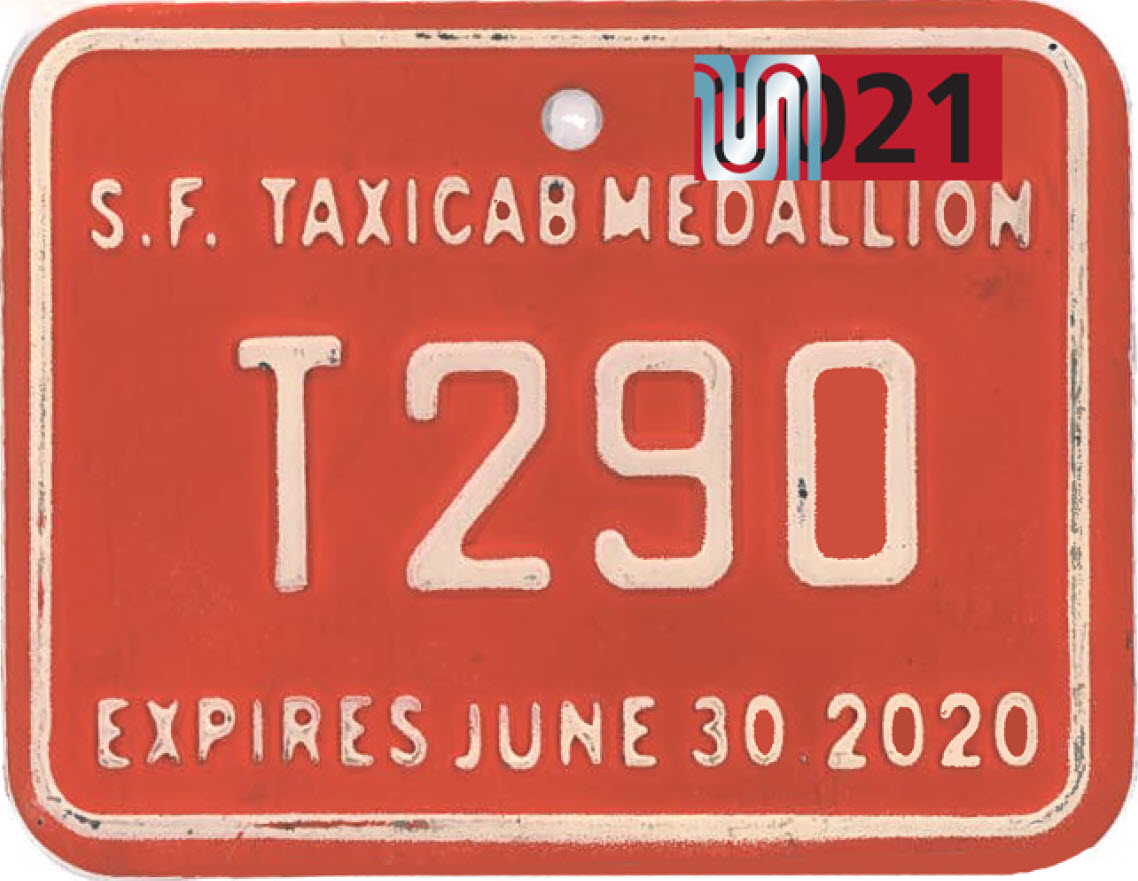 Medallion holder plate with 2021 year sticker