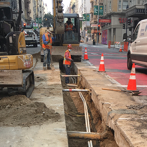 Image of crews installing new water pipes